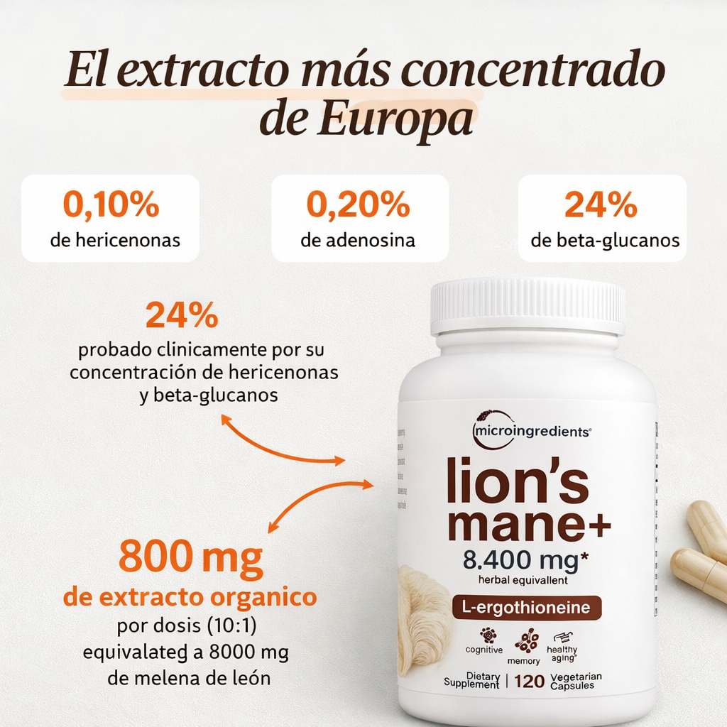 Melena de León 120 Cápsulas Premium – Nutrición Natural para tu Mente