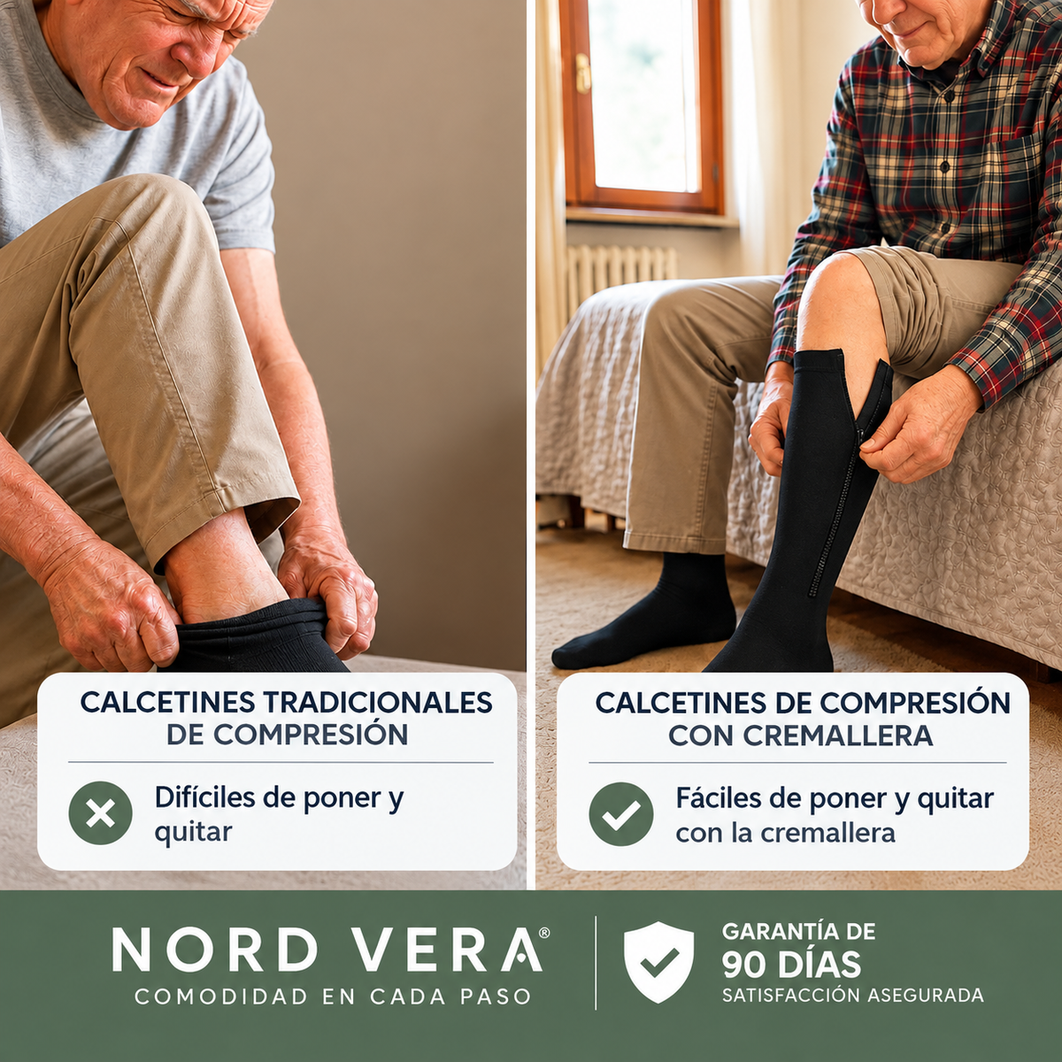 Medias de compresión con cremallera