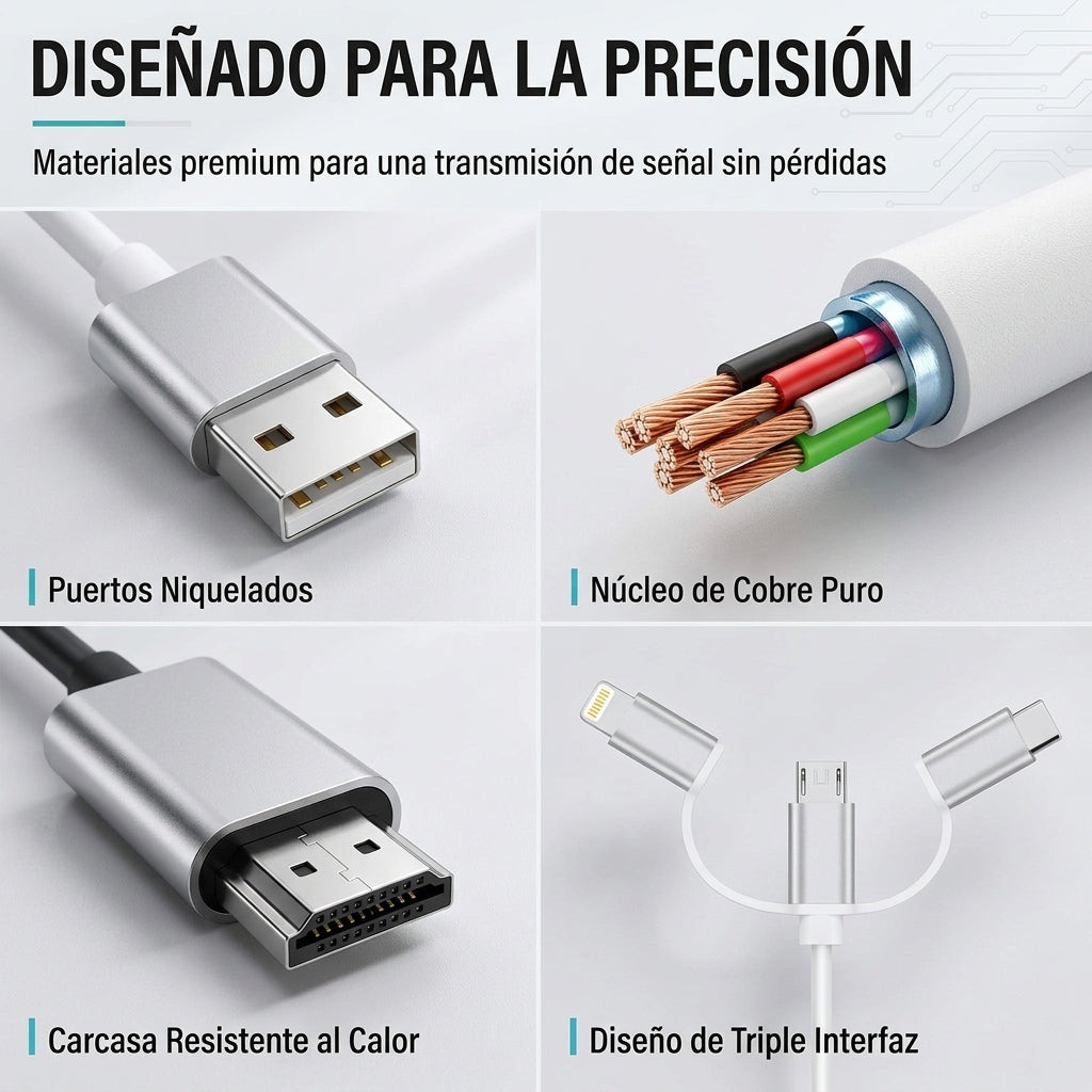 Cable HDMI 3 en 1 para teléfono
