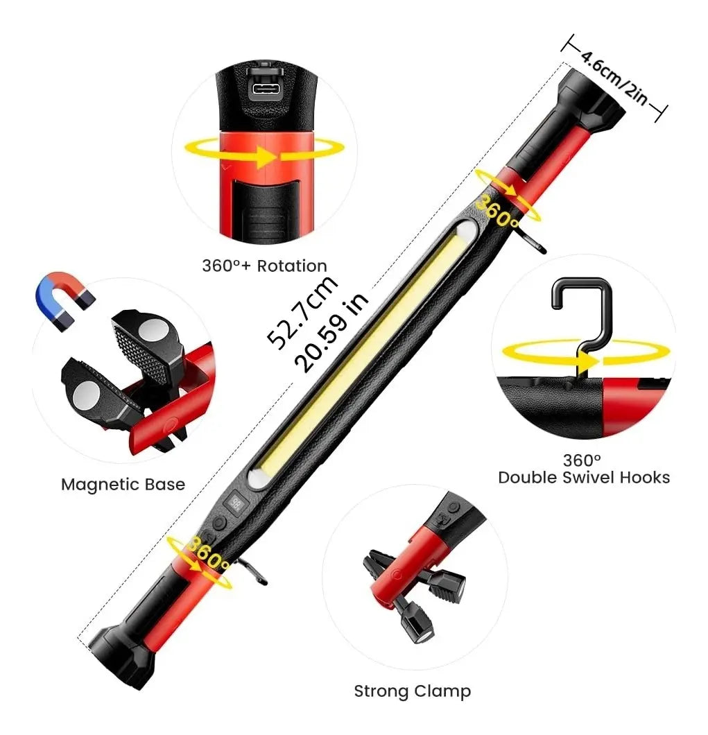 Lámpara de Trabajo LED Magnética y Recargable