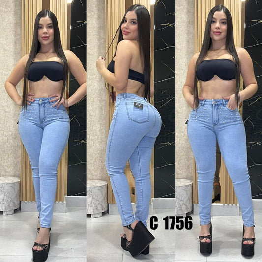 Jeans Push Up Ajustado Levanta Glúteos Con Bolsillos🍑🔥