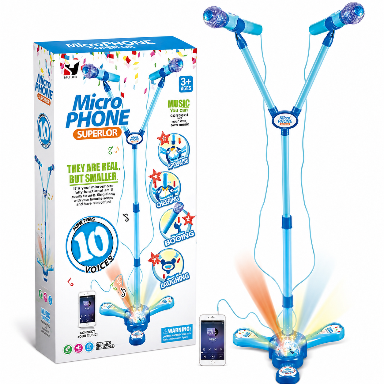 Karaoke para niños con doble micrófono y soporte