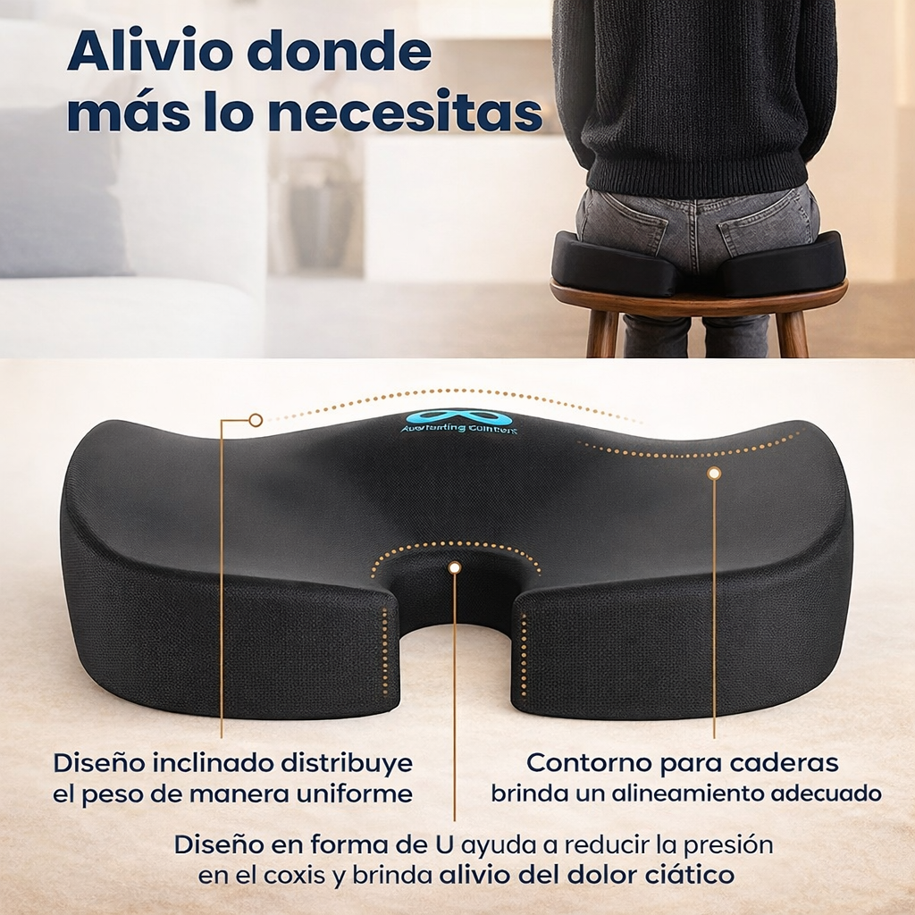 Cojín Ortopédico De Espuma Viscoelástica en Gel Para Asiento