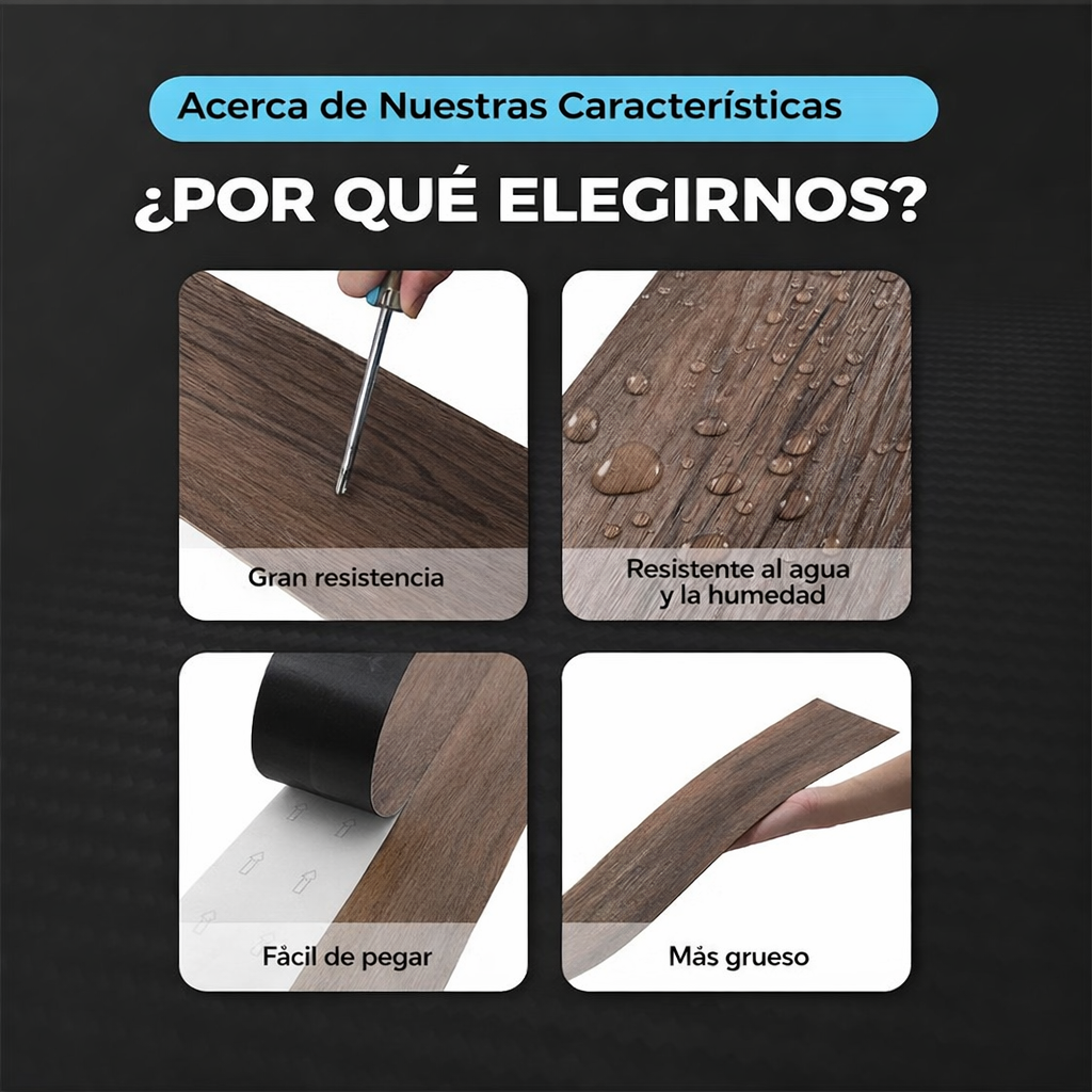 Baldosa Adhesiva Gris Maderoso caja por 36 piezas