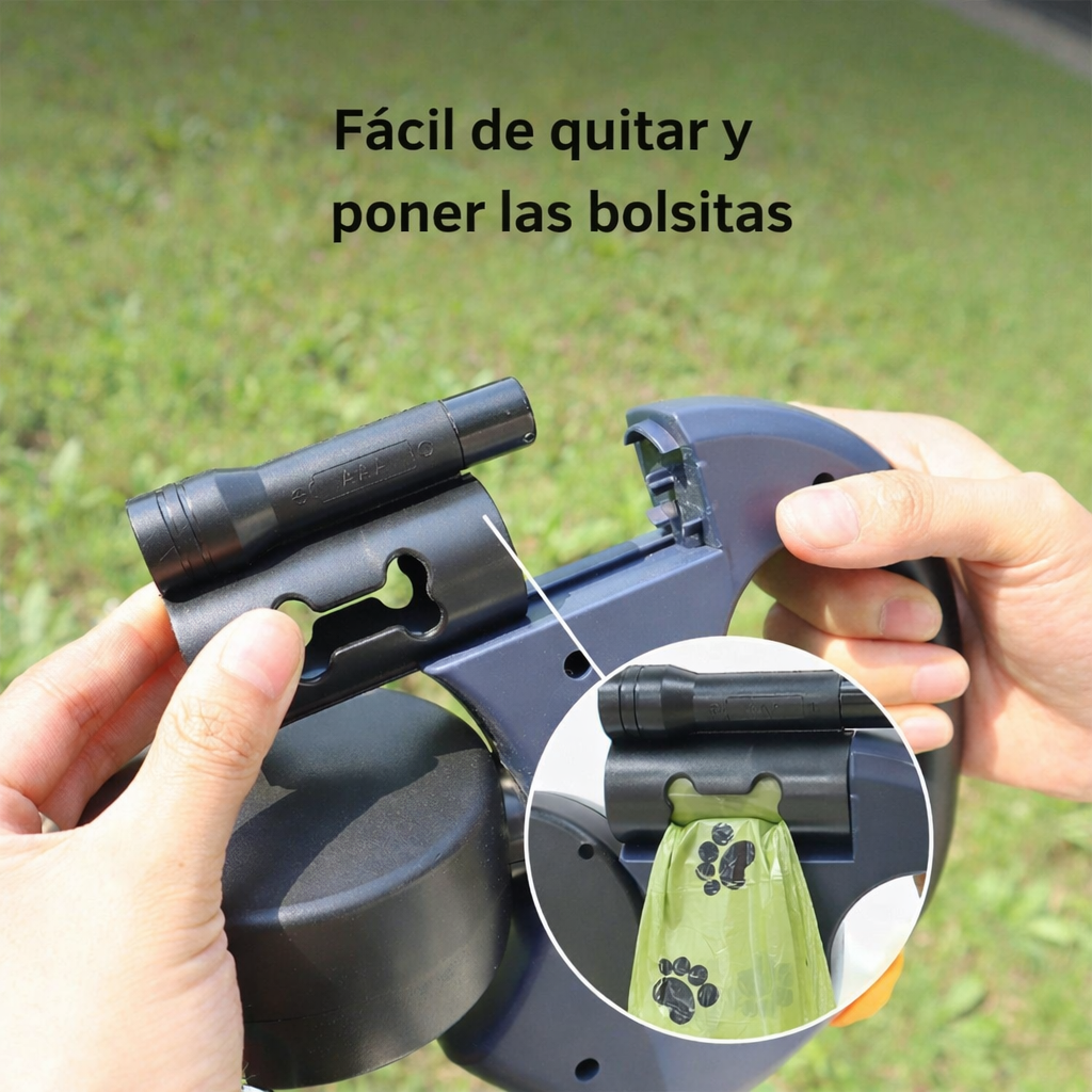 Correa Doble Rectractil Antienredos 360° – Pasea Tus Dos Perros Sin Estrés Ni Nudos