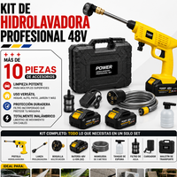 Hidrolavadora Inalámbrica 48V con 2 Baterías + Kit Completo