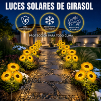 pack x2 Luces solares de jardín con forma de girasol