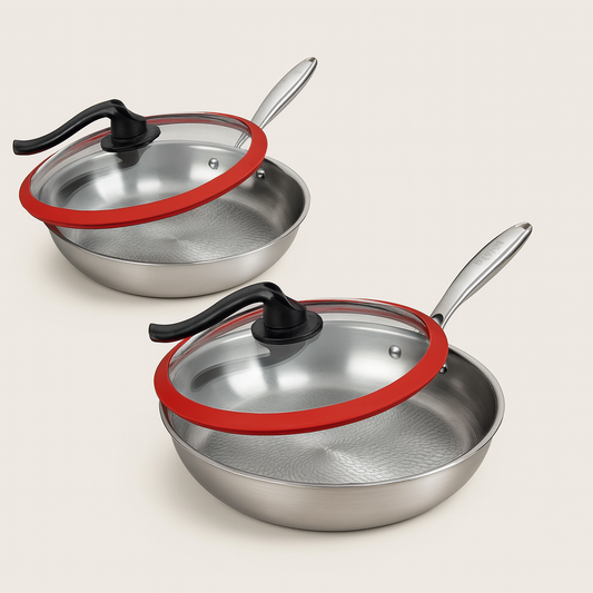 TitanPro 32CM — Sartén de Titanio Puro Antiadherente con Tapa Transparente