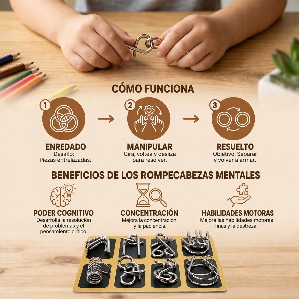 MindMaster™ – Set X8 piezas De Rompecabezas Metálicos
