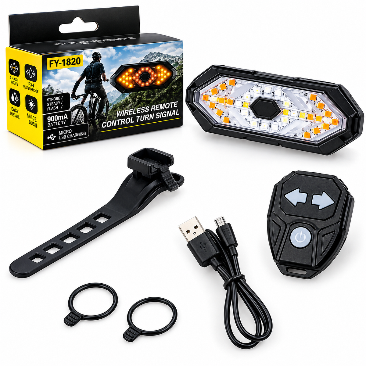 Luz de seguridad inteligente para bicicleta con control remoto inalámbrico