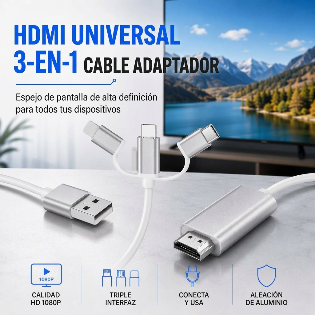 Cable HDMI 3 en 1 para teléfono