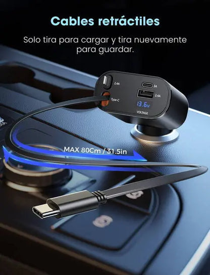 ⚡CARGADOR ULTRARAPIDO - Retráctil para Auto®️