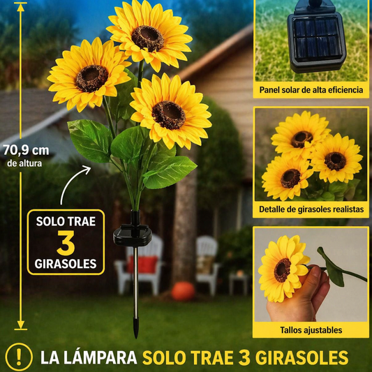 pack x2 Luces solares de jardín con forma de girasol