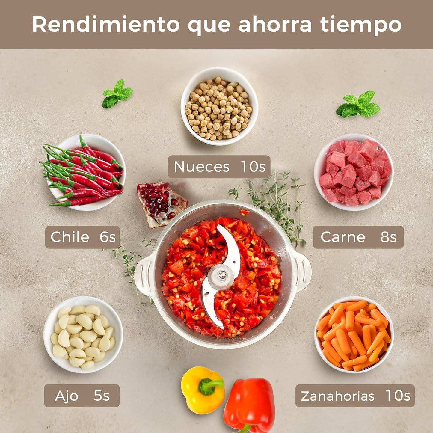 ¡PACK COMPLETO DE COCINA! Molino Picador Eléctrico 2 L + Cuchillo Premium + Almohadilla Antideslizante + Raspador Multiusos