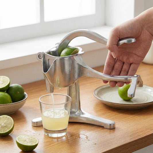Exprimidor manual de aluminio: prensa manual para frutas y más.