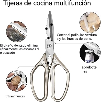 Tijeras de cocina en acero inoxidable