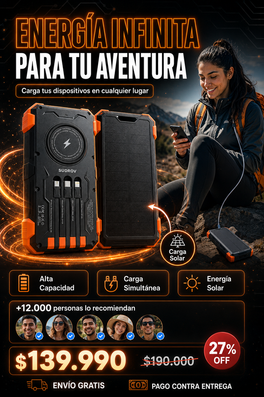 Power Bank Solar 50000mAh Multiuso