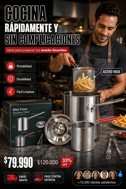 Mini Freidora Acero Inoxidable